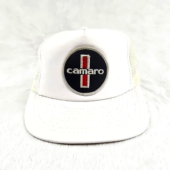 Vintage Camaro Chevy White Patch Hot Rod Classic Snapback Trucker Hat Cap - Picture 1 of 9